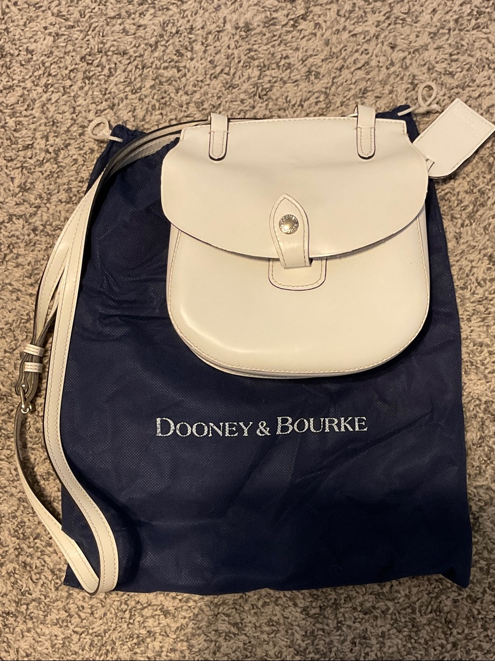 Dooney & Bourke White Leather Flap Crossbody Bag